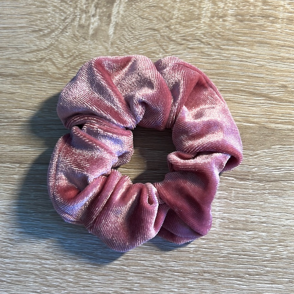 Pink velvet scrunchie